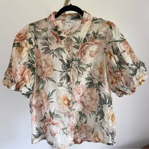 Bailey 44 Sheer Floral Button-Up Blouse